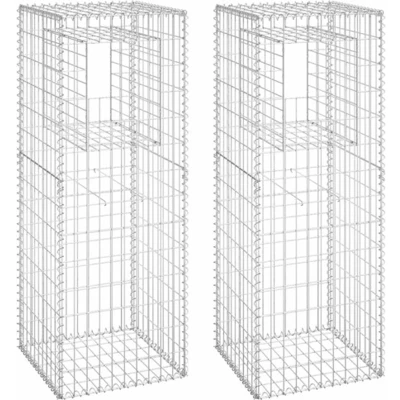 Afbeelding van vidaXL Schanskorf palen 2 st 50x50x140 cm ijzer