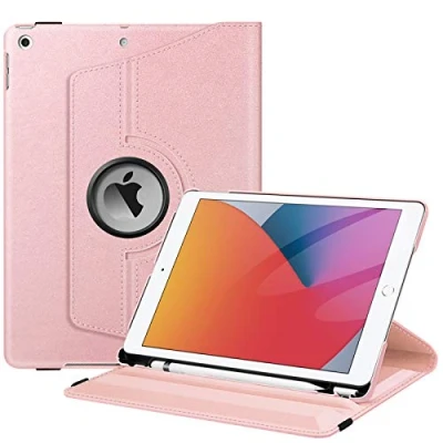 Afbeelding van Fintie Hoes voor iPad 10.2 inch 9. Generatie / 8. Gen 7. (Modell 2021/2020/2019) met Pencil Houder, 360 Graden Roteren Stand Beschermhoes Automatische Slaap waak Functie, Rose goud