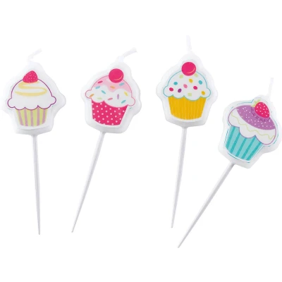 Afbeelding van Kaars prikkers Cupcake 4 stuks