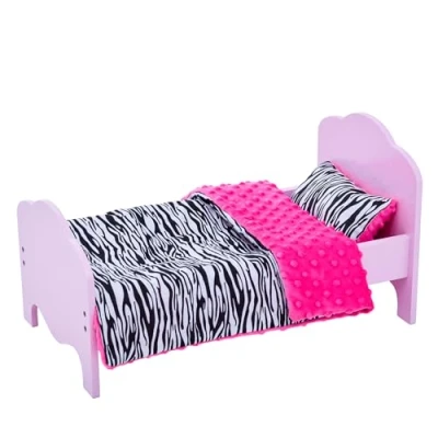 Afbeelding van Teamson Kids Bed Voor 18&quot; Poppen Accessoires Kinderspeelgoed Roze/Zebra