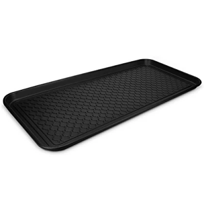 Afbeelding van Navaris lekbak voor 5 paar schoenen Laarzen afdruipmat met profiel Schoenlekbak 76 x 38 cm Als plantenschotel of voerbak onderzetter Zwart