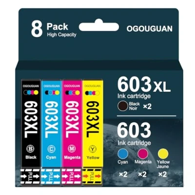 Afbeelding van OGOUGUAN 603XL vervangende cartridges voor Epson 603 XL compatibele Expression Home XP 2100 4100 3100 2105 3105 4105, WorkForce WF 2830 2850 2810 2835 (8 stuks)