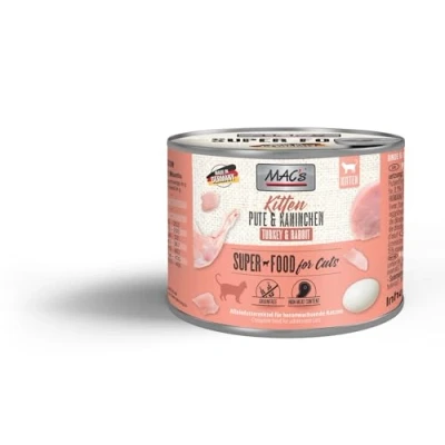 Afbeelding van MAC&#039;s Cat 6 x 200 g Kattenvoer Kitten (Kalkoen &amp; Konijn)
