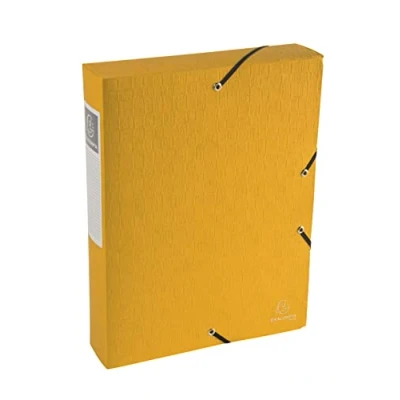 Afbeelding van Exacompta Referentie. 50910E 1 archiefdoos met elastieken Scotten etiket op achterkant 60 mm formaat 25 x 33 cm voor A4 documenten glanzende kaart reliëf, willekeurige kleuren klaar gemonteerd