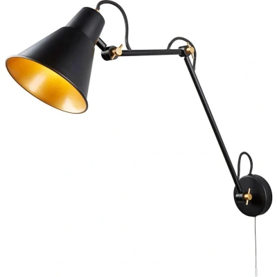 Afbeelding van Seervolle mat zwart goud wandlamp / verstelbare zwenkarm