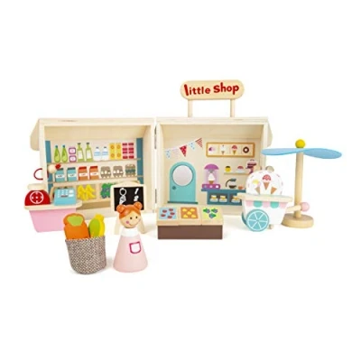 Afbeelding van Small Foot Houten Meeneem Speelwinkel Poppenhuis, 15dlg.