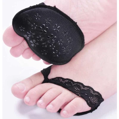 Afbeelding van Voorvoet inlegzolen handig bij hoge hakken/nieuwe schoenen zwart met kant
