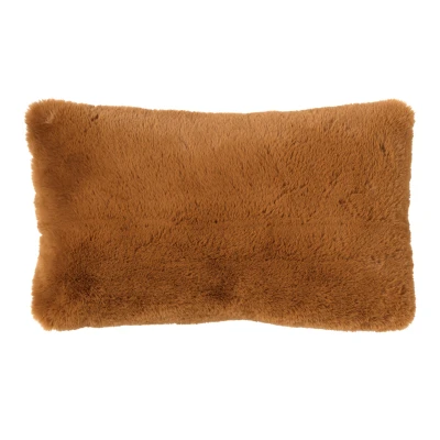 Afbeelding van Dutch Decor ZAYA Sierkussen 30x50 cm bontlook effen kleur Tobacco Brown bruin