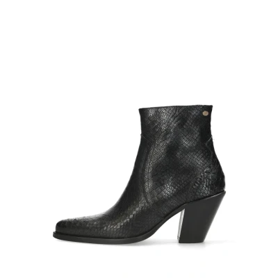 Afbeelding van Fred de la Bretoniere Blaire WITH Brogue Enkellaarsjes met hoge hak, Dames, Maat: 38, Black Leer