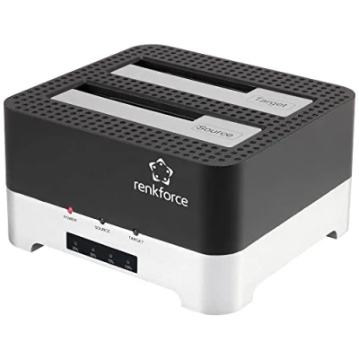 Afbeelding van Renkforce RF DOCKING 02 USB 3.2 Gen 1 (USB 3.0) SATA 6 Gb/s 2 poorten Harde schijf kopieerstation 2.5 inch, 3.5 inch Met clone functie