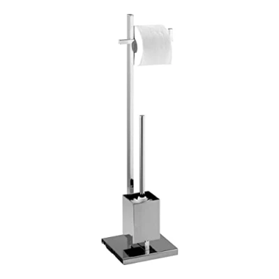 Afbeelding van Wenko Toiletstandaardset Quadro 72,5 X 23,5 Cm Glas/staal Chroom 2 delig
