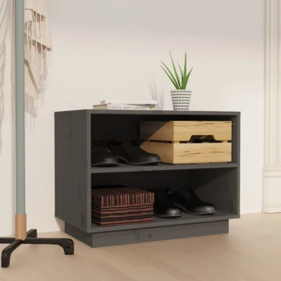 Afbeelding van Schoenenkast 60x34x45 cm massief grenenhout grijs