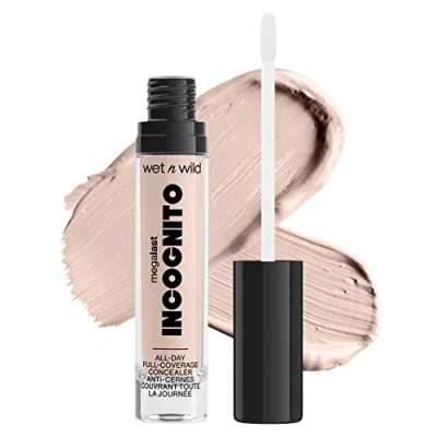 Afbeelding van Wet n Wild Megalast Incognito Full Coverage Concealer, dekkend en rijkelijk gepigmenteerd, medium tot compleet, matte afwerking, voedende hydraterende formule, met sheaboter, lichtbeige
