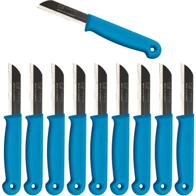 Afbeelding van Solingen Schilmesje RVS Glad 16 cm met &quot;Blade Cover&quot; Turquoise 10 Stuks
