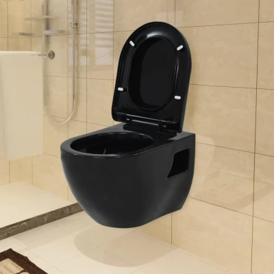 Afbeelding van Wandtoilet keramiek zwart