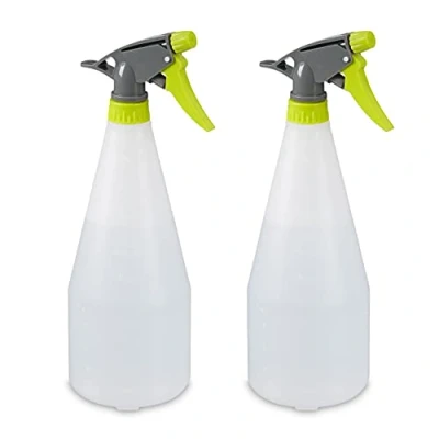 Afbeelding van Relaxdays Lege spray, set van 2, nevel en straal, schaalverdeling, navulbaar, kunststof, spuitfles 1 l, spuitfles, wit