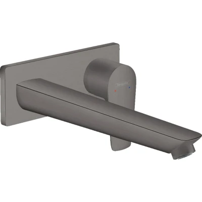Afbeelding van hansgrohe Talis E ééngreeps wastafelmengkraan afbouwdeel voor wandmontage, plaat, voorsprong 225 mm en afvoerplug Brushed Black Chrome