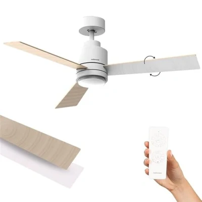 Afbeelding van Mellerware Plafondventilator met Brizy Bright Core licht 45 W Ultra stil 6 snelheden 3 omkeerbare bladen 132 cm diameter zomer/winterfunctie timer led