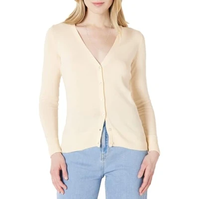 Image de Amazon Essentials Cardigan léger à col en V (grande taille disponible) Kvinnors, Écru, M