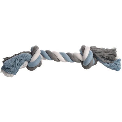 Afbeelding van Flamingo Jim Met 2 Knopen Speelgoed Honden Hs Katoen Knoopbeen Blauw/wit/grijs Jumbo 45cm 1st 138256