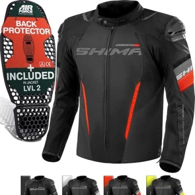 Afbeelding van SHIMA Solid 2.0 Waterproof Zwart Rood Textiele Motorjas Maat 4XL Jas