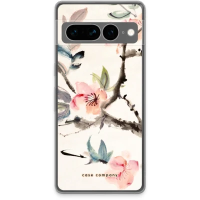 Afbeelding van Case Company® hoesje geschikt voor Google Pixel 7 Pro Japanse bloemen Soft Cover Telefoonhoesje Bescherming aan alle Kanten en Schermrand
