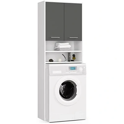 Afbeelding van AKORD Hangkast voor wasmachine, opbergkast 64 x 180 30 cm (b h d), gewicht kg, ombouwkast met 2 deuren, opbergvakken