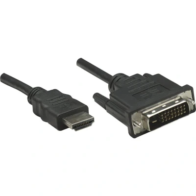 Afbeelding van Manhattan 372510 DVI kabel / HDMI Adapterkabel D 24+1 polige stekker, A stekker 3.00 m Zwart Vergulde steekcontacten, UL gecertificeerd