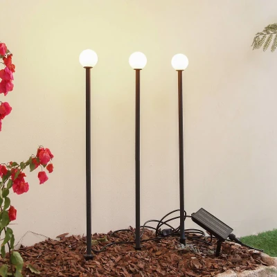 Afbeelding van Lindby Freydis Zonnecellamp w/Grondpin 3 pcs. Zwart