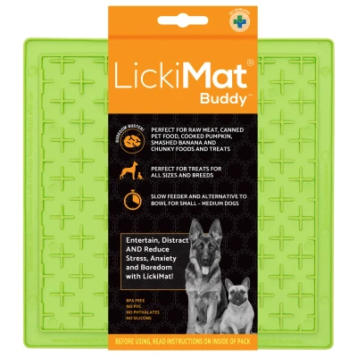 Afbeelding van Lickimat Buddy Treat Slowfeeder Voermat Appelgroen Hondenvoerbak 20x20 cm