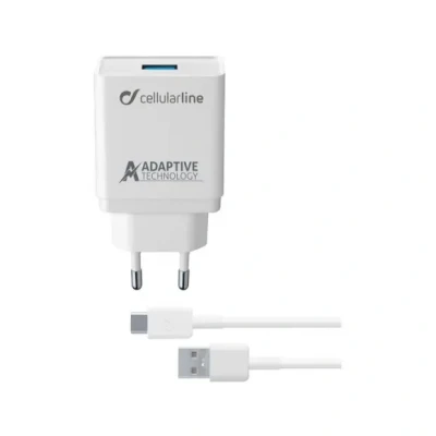 Afbeelding van Cellularline Reislader kit, 15W usb c Samsung adaptive, wit
