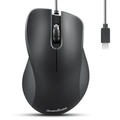 Afbeelding van Perixx PERIMICE 221C Ergonomische USB C muis met kabel, optiek 1200 dpi, 1,5 m zwart