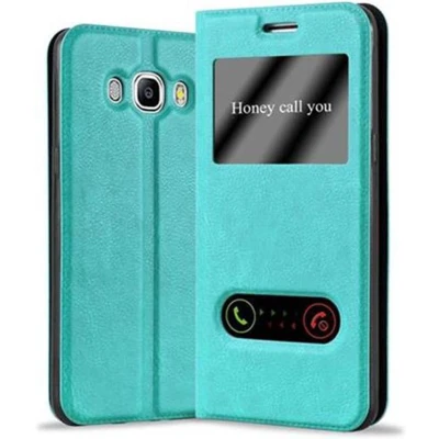 Afbeelding van Cadorabo Hoesje geschikt voor Samsung Galaxy J5 2016 in MUNT TURKOOIS Beschermhoes met magnetische sluiting, standfunctie en 2 kijkvensters Book Case Cover Etui