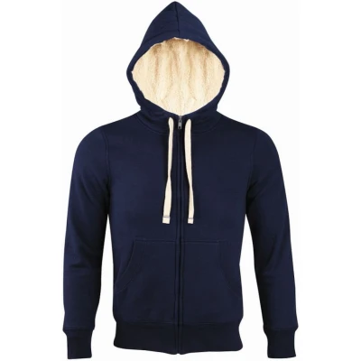 Afbeelding van SOLS Sherpa Unisex Zip Up Hooded Sweatshirt / Hoodie (Franse Marine) Maat S