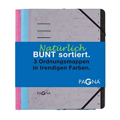 Afbeelding van Pagna Set van 3 trendy mappen lichtblauw, lichtgrijs, donkerroze