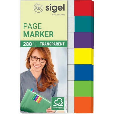Afbeelding van Sigel indexeringsstrookjes 12x50mm transparant met 7 kleuren rand papier index tabs SI HN677