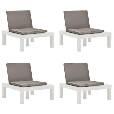 Afbeelding van Loungestoelen 4 st met kussens kunststof wit