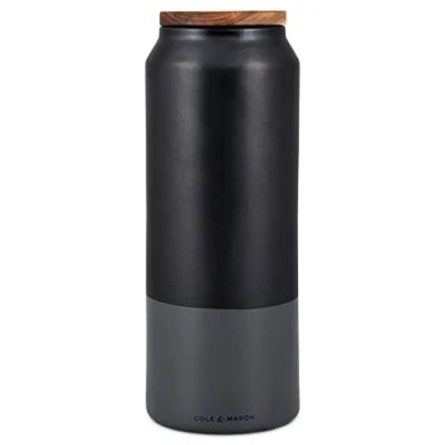 Afbeelding van Cole &amp; Mason Hinxton H822139 Grote opbergdoos van keramiek, 292 mm x 110 mm, grijs/zwart met acaciadeksel