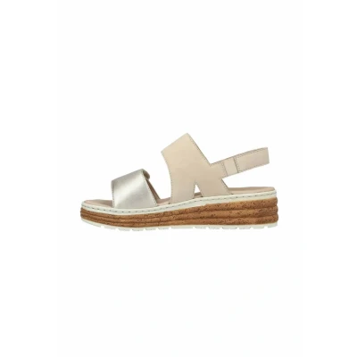 Afbeelding van Rieker Sandalen met plateauzool, Dames, Maat: 37, Goud Schoenen