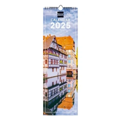 Afbeelding van Finocam Wandkalender met spiraal, 15 x 48 cm, internationaal, 2025, 1 maand per pagina januari 2025 december (12 maanden) internationale charme