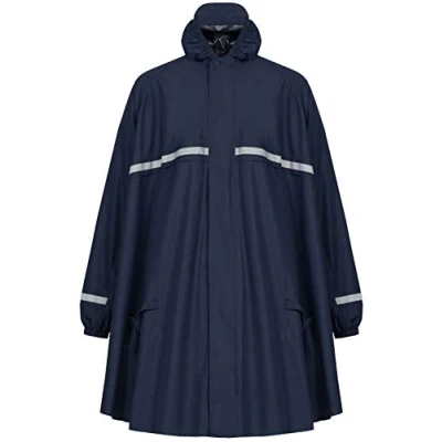 Afbeelding van HOCK Regenponcho met ritssluiting en mouwen, waterdichte ademende fietsponcho capuchon reflectoren, regenbescherming voor dames heren, regenkleding