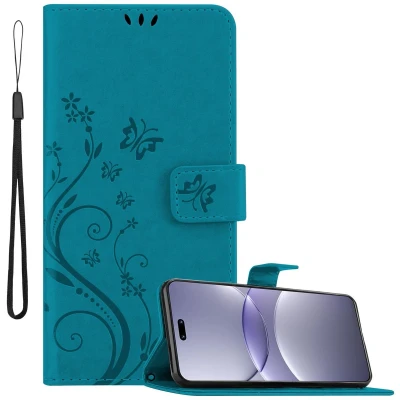 Afbeelding van Cadorabo Hoesje geschikt voor Huawei Nova 13 Pro in BLOEMEN BLAUW Beschermhoes bloemmotief met magnetische sluiting, standfunctie en kaartsleuven Book Case Cover Etui