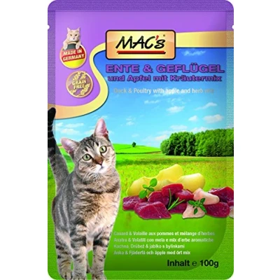Afbeelding van Mac’s Kattenvoer Natvoer Maaltijdzakjes Eend en Gevogelte 6 x 100g