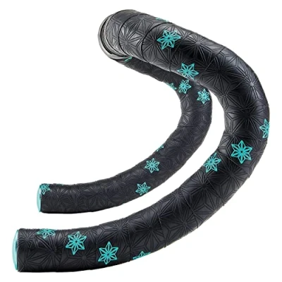 Afbeelding van Supacaz Super sticky kush galaxy stuurlint zwart / celeste inclusief aluminium stuurplug