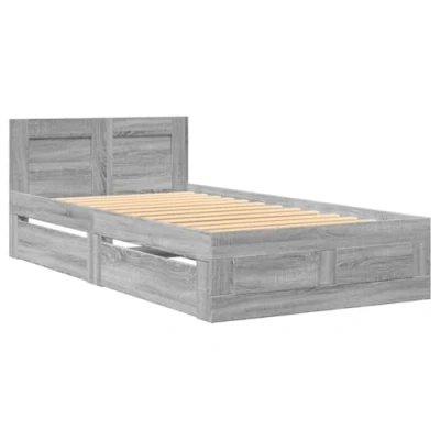 Afbeelding van vidaXL Bedframe met hoofdeinde bewerkt hout grijs sonoma 90x190 cm