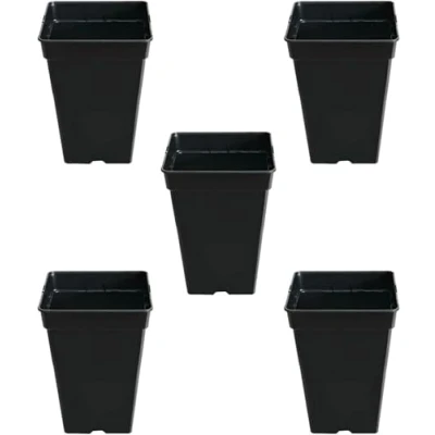 Afbeelding van GROWMANIA Set van 5 vierkante plantenpotten kunststof, 25 l, 33 x 35 cm, zwart