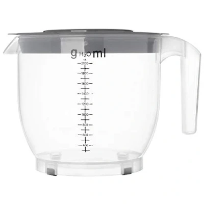 Afbeelding van KADAX Maatbeker, vulvolume: 2 liter, maatbeker van kunststof, mengkom met deksel, schaalverdeling, milliliter, gram, afgeronde handgreep, schenktuit, spatbescherming, kan (grijs)