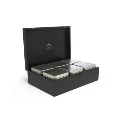 Afbeelding van Bredemeijer Tea box bamboo black with 6 canisters