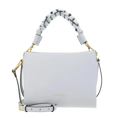 Afbeelding van COCCINELLE Leren schoudertas Boheme Grana Double Crossbody Grainy Leather Snow / Greenery Lichtgrijs