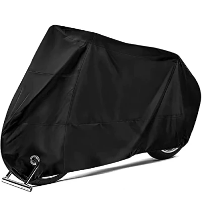 Afbeelding van EMSMIL Afdekzeil voor motorfiets, garage, scooter, XXXL 190T, Oxford stof, waterdicht, zwart, 265 x 105 125 cm